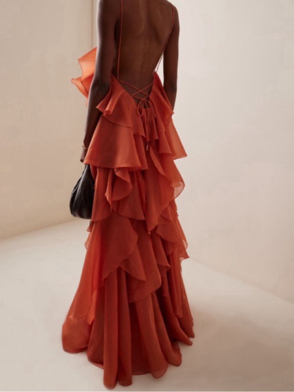 Aje Rust One-Shoulder Ruffle Maxi Dress - Picture 2 of 2